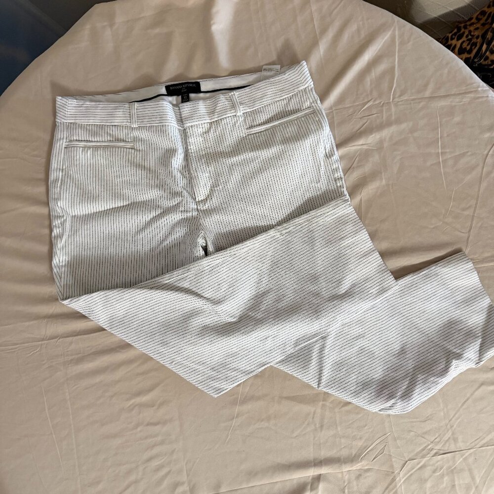 Banana Republic White Striped Ankle Pants